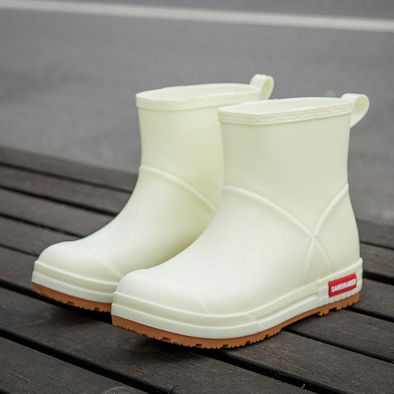 Женские новые водонепроницаемые короткие сапоги-трубы для взрослых, нескользящие, бархатные, теплые, резиновые сапоги