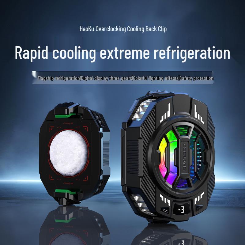 Охладитель для телефона S28 RGB: Трехскоростной зажим с ледяным охлаждением и двумя ядрами, с цифровым дисплеем, для прямых трансляций.