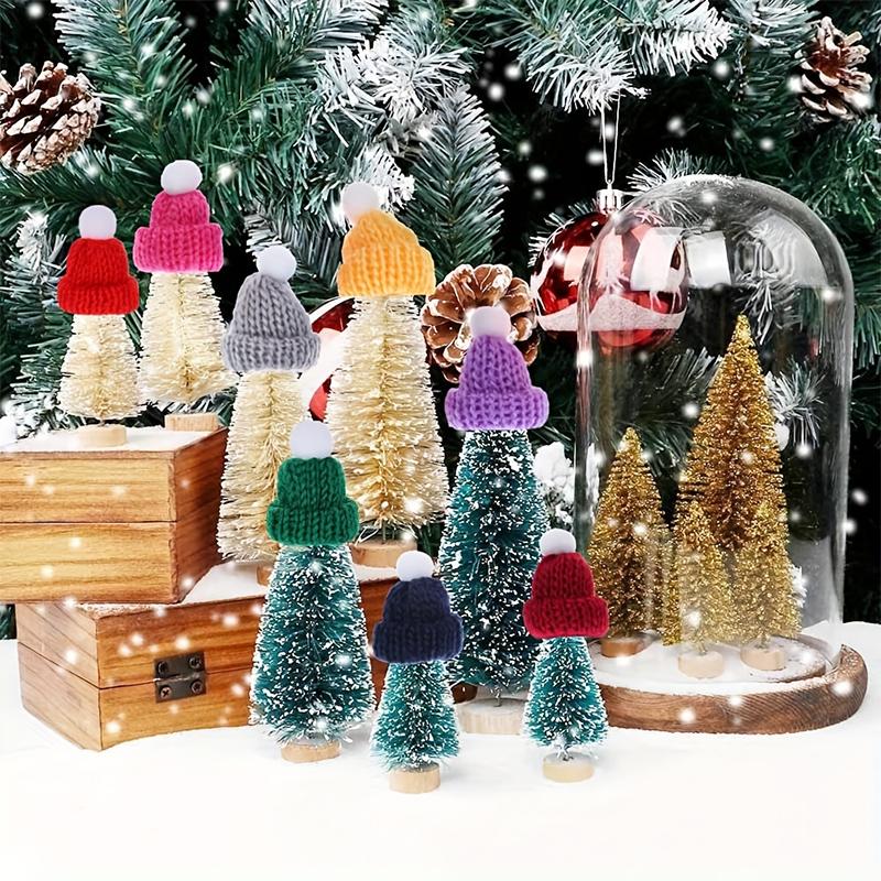 10 шт. Мини-вязаные шапки, рождественская шапка, шерстяная кукольная шапка для рождественских украшений, материалы для шитья и рукоделия, украшения для рождественской елки