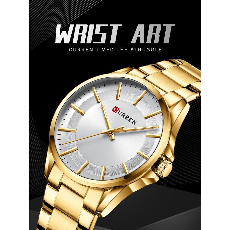 CURREN Новые лучшие мужские часы, водонепроницаемые кварцевые часы, простые часы со стальным ремешком, деловые модные часы