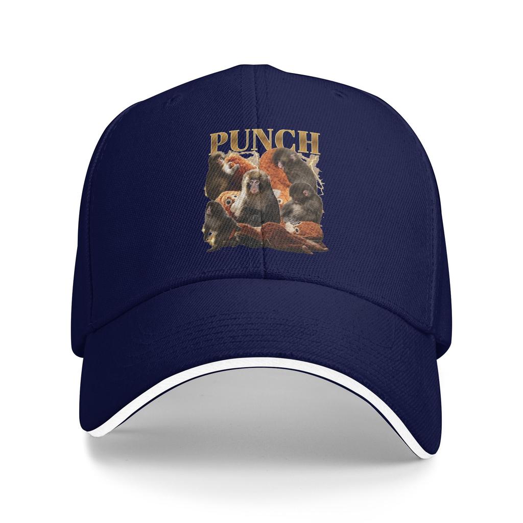 Team Punch Baby Monkey Punch Baseball Cap Vintage Couple Women Trucker Hat Breathable Print Hunting Camping Baseball Caps Gift