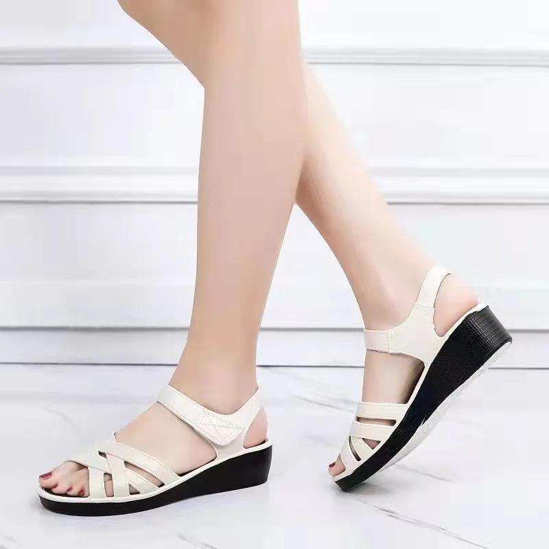 Summer Shoes for Women Fashion Wedges Casaul PVC Soft Sandals 36-40 Platform Shoes Open Toe Round Head Non-slip Sandals