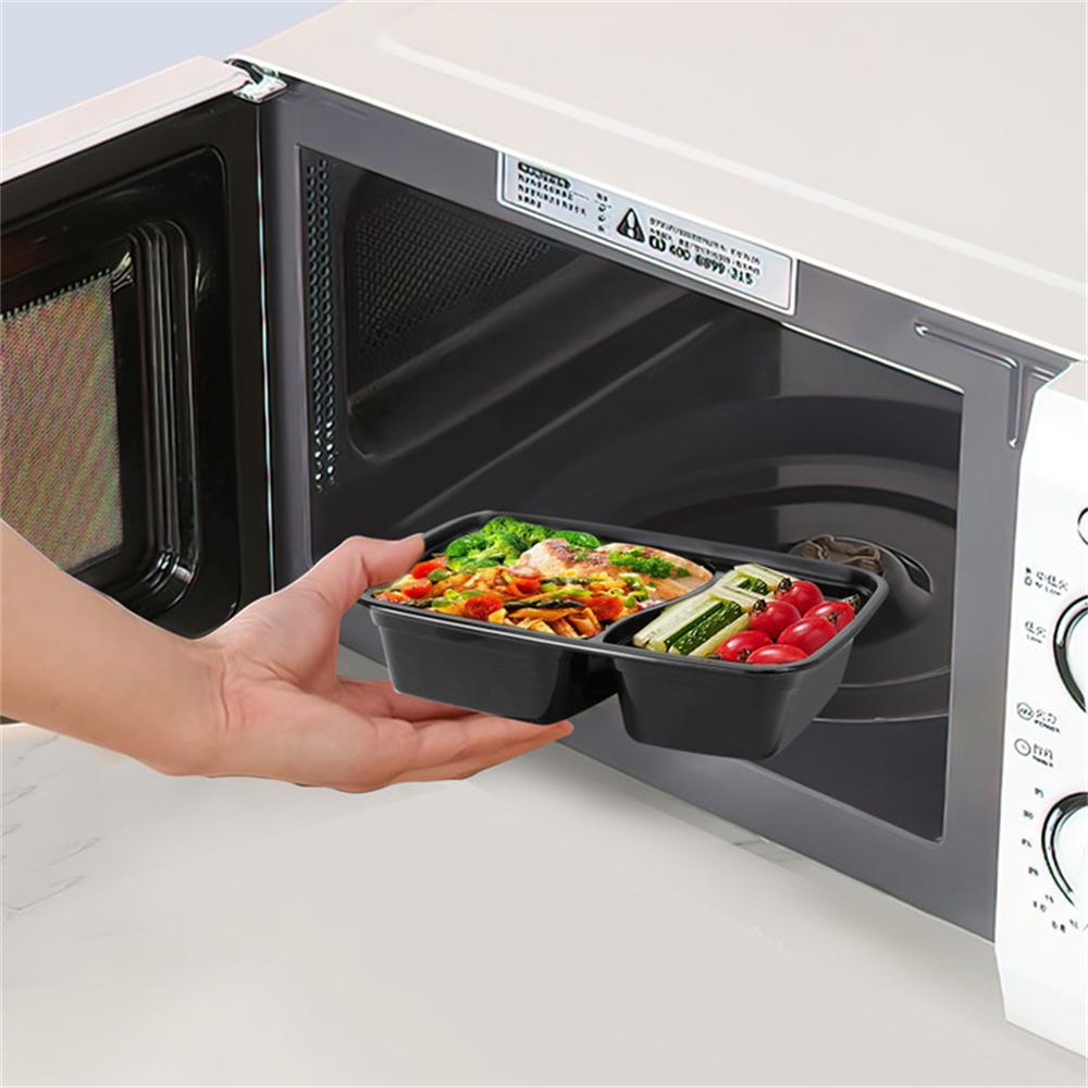 20 шт. Ланч-бокс с двумя отделениями, одноразовый портативный ланч-бокс, микроволновая печь, столовая посуда, штабелируемый пластиковый контейнер для хранения продуктов