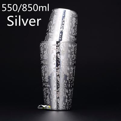 500ml/800ml Engraving Skull Stainless Steel Cocktail Boston Bar Shaker Bar Tools Barware