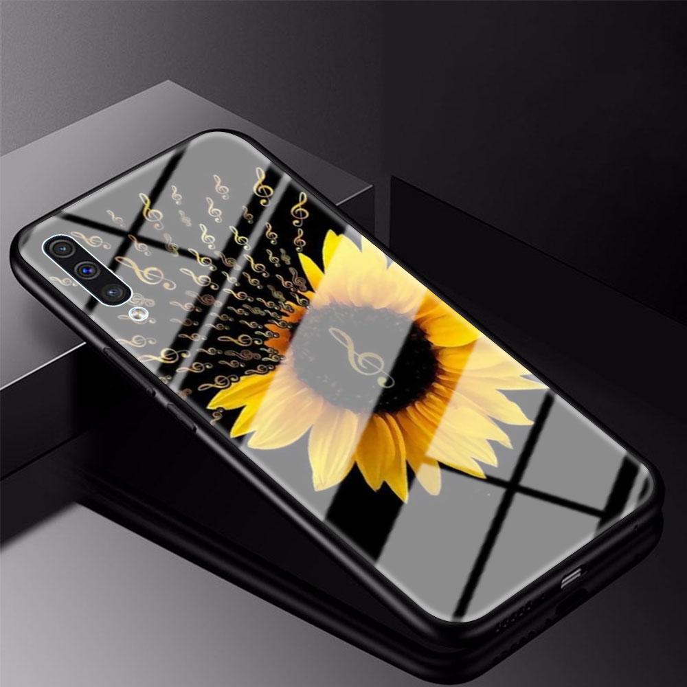 Чехол для телефона из закаленного стекла с подсолнухом и розой для iPhone Samsung Galaxy OnePlus Oppo Xiaomi Redmi Note SA 7 8 9 10 11 12 13 14 20 21 22 53 Pro Max Ultra
