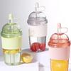With Lid and Straw Suction Cup Silicone Cover Iced Coffee Cup Drinkware Water Bottle  Sport