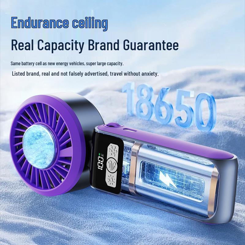 Upgraded Mini Portable Turbo Foldable Neck Fan with USB, Semiconductor Cooling & Digital Display