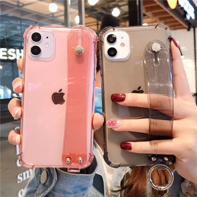 Прозрачный чехол для телефона с держателем браслета для Iphone 14 13 12pro 11pro Max Xr X Xs Max 14pro Max, мягкая силиконовая противоударная задняя крышка