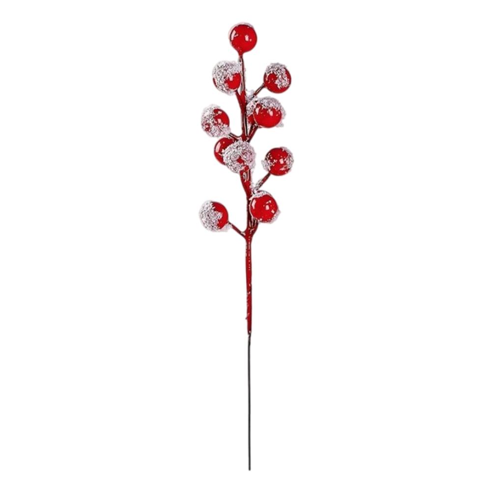 10Pcs Chritsmas Tree Pendant Christmas Artificial Berries Stem Holly Frosted Berry Picks for Xmas Tree New Year Party Home Decor