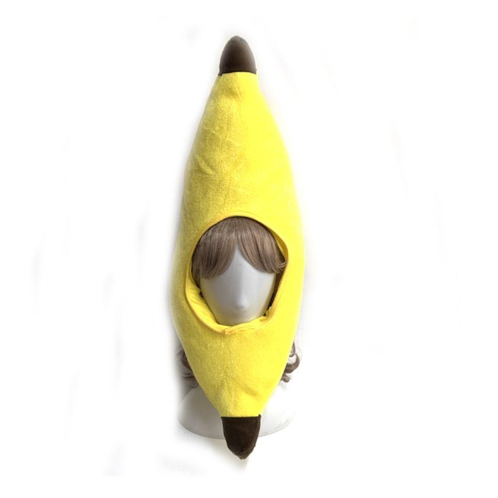 Creative Plush Fruits Hat Cute Banana Head Cover Costume Accessories Yellow Banana Cap Photo Props