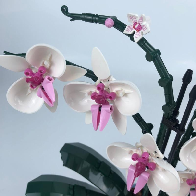 Строительные блоки с бабочками и орхидеями, цветочные суккуленты, строительные блоки в горшках, подходят для 10311, романтический комплект, сборка, строительная игрушка, подарок для девочки