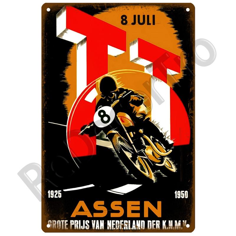 TT Races Vintage Wall Poster Vintage Retro Wall House Restaurant Decoration Plaque Metal Wall Decor Art Metal Sign Tin Sign ISLE
