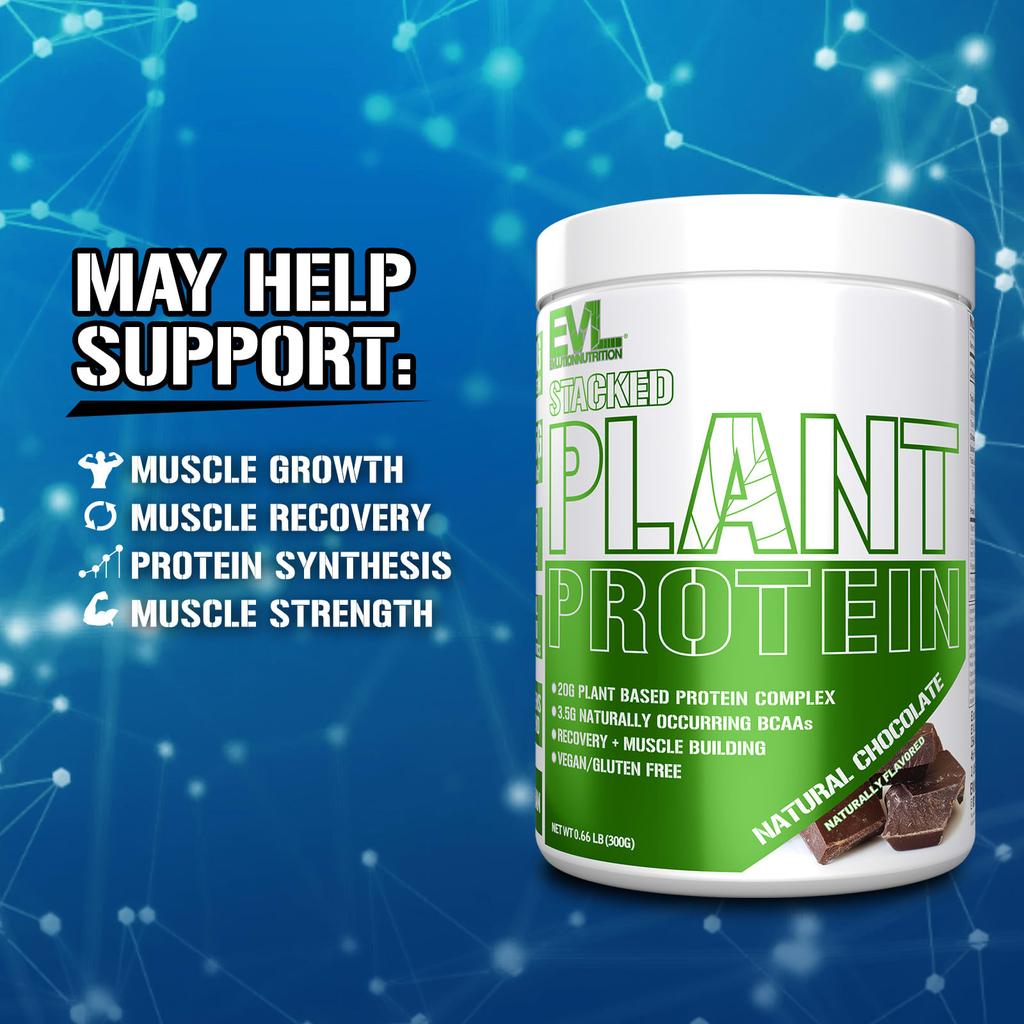 EVLution Nutrition, Stacked Plant Protein, Natural Chocolate, 300g (0.66lb)