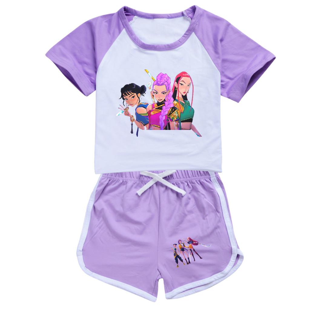 5037 Детский Девочки POP Rumi Zoey Mira Принт Футболка Шорты Спорт Спортивный костюм Комплект одежды