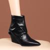 Женские ботильоны на высоком каблуке, модные кожаные туфли с острым носком, новые туфли на танкетке, женская обувь на зиму 2025 года, туфли-лодочки Botas Mujer