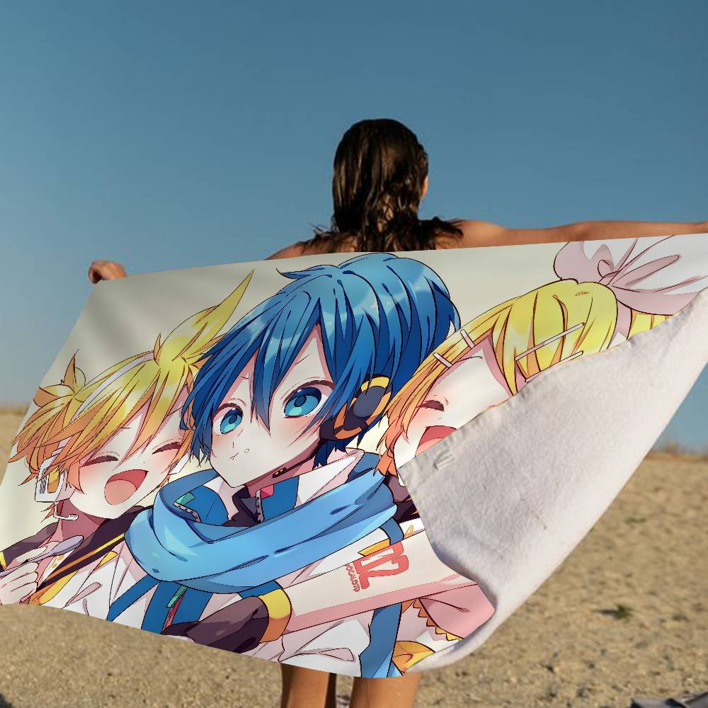 K-Kagamine-Len Микрофибра Печатное Пляжное Полотенце Альпинизм Йога Пляж Плавание Бег Впитывающее Мягкое Полотенце