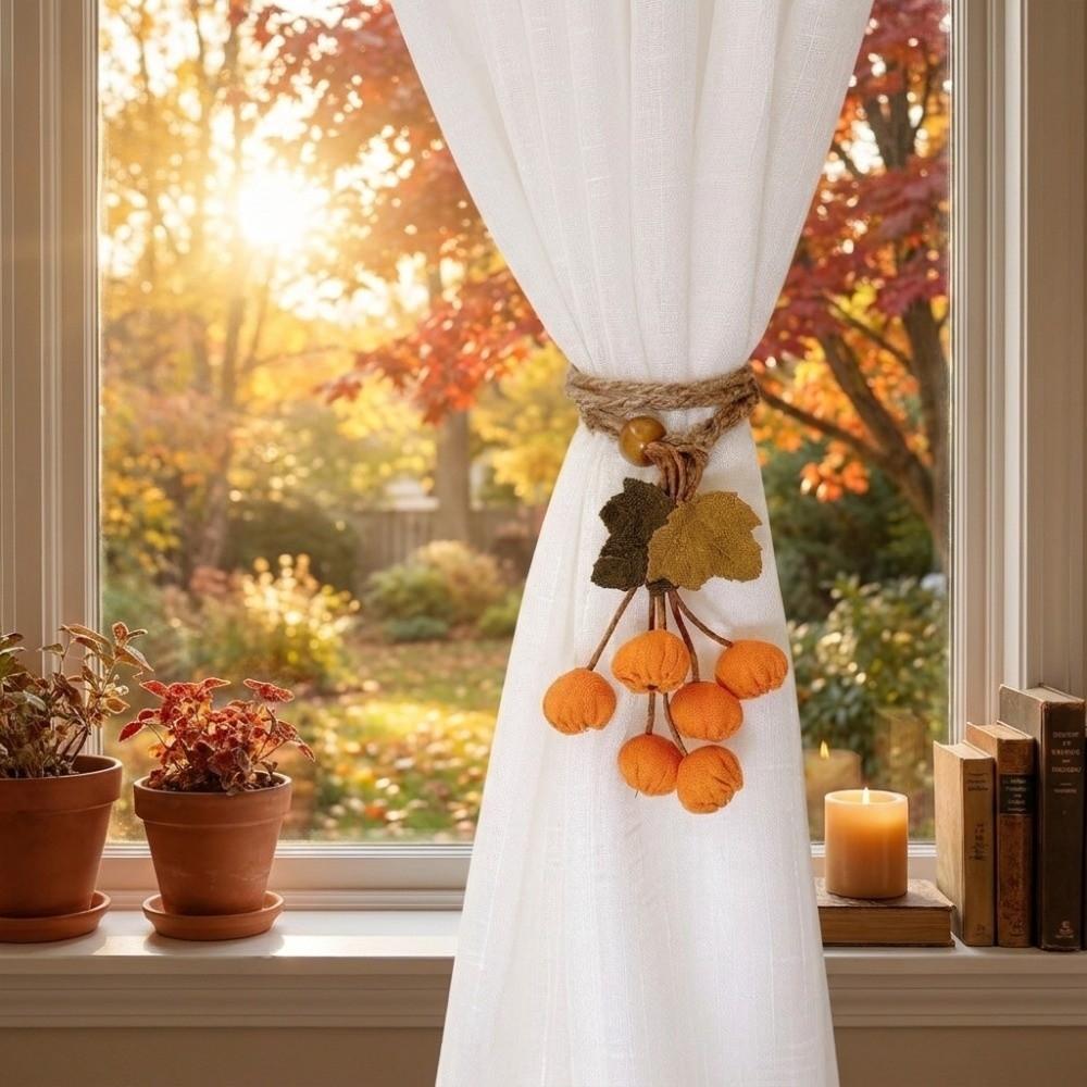 Artificial Maple Leaf Curtain Tiebacks Pastoral Style Curtain Straps Fall Window Decor