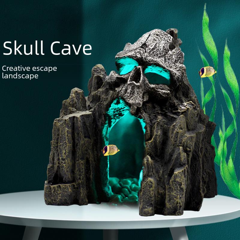 Ландшафт для аквариума и рептилий: Декор Скала, Пещера и Укрытие - Смола Череп и Человеческое Лицо