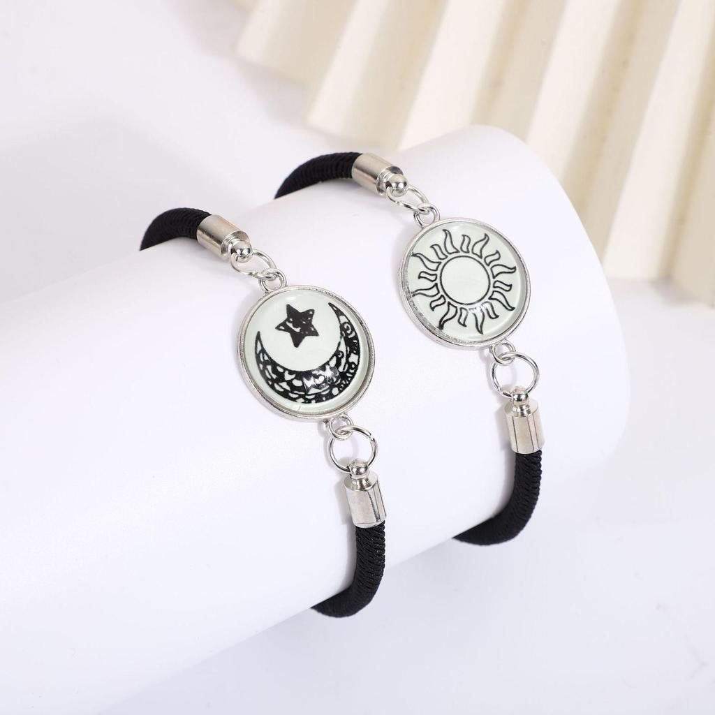 Светящиеся браслеты для пары «Солнце и Луна» - Ручная работа, плетеная веревка, подарок на День святого Валентина