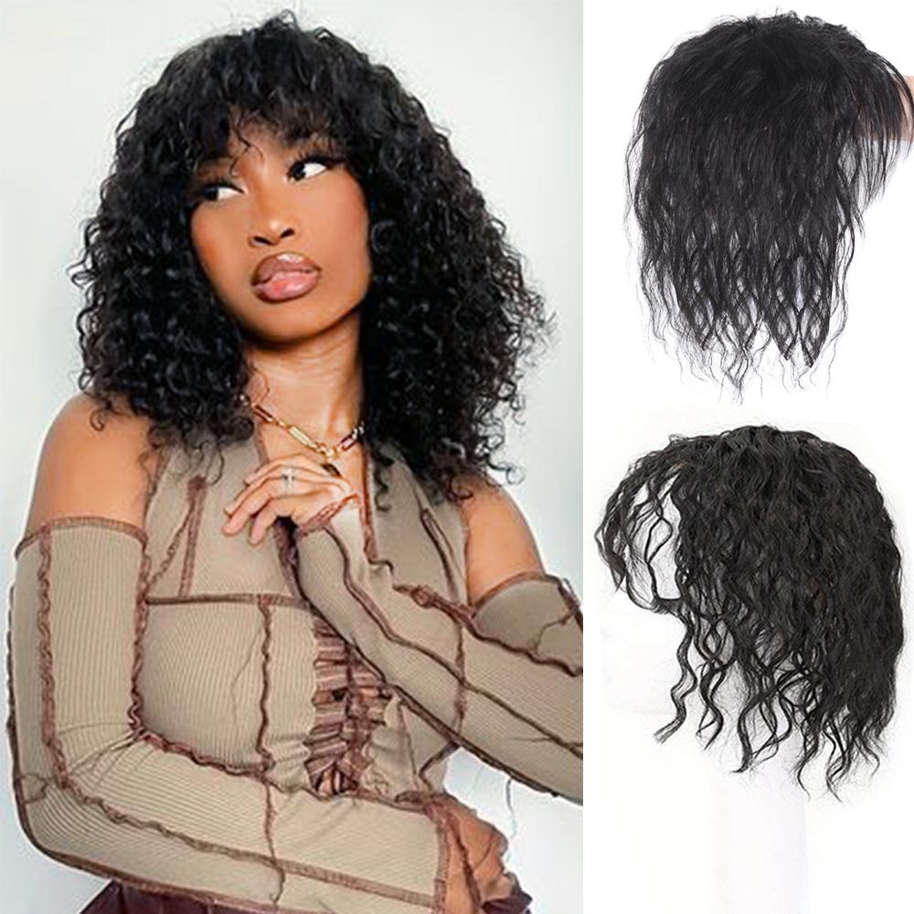 Synthetic Short Black Curly Hair Clip In Hairpieces Extensions Increase Hair Volume For Women Daily Cosplay Party Wear