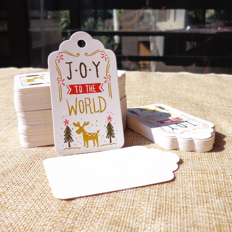 50 шт. Веселого Рождества, белая бумажная бирка с хлопковой нитью, перчатка Санта-Клауса, рождественский декор