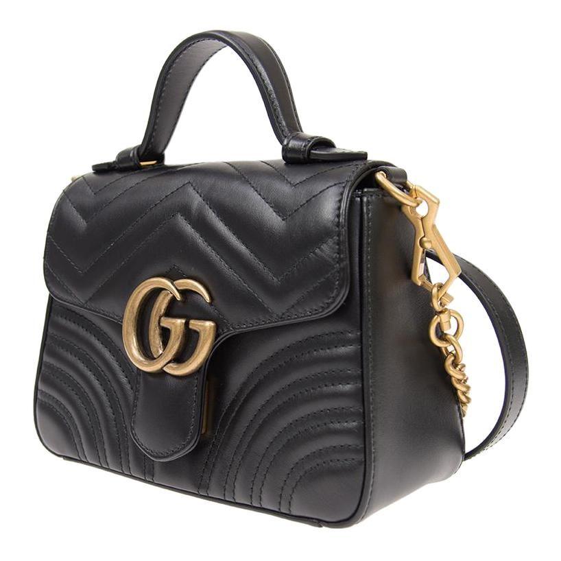 GUCCI GG Marmont Leather Handbag Mini Women's Black 547260-DTDIT-1000