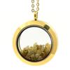 Stones and Minerals. Raw Green Yellow Diamond Necklace. 30 Mm Medallion Model. Gold Color.