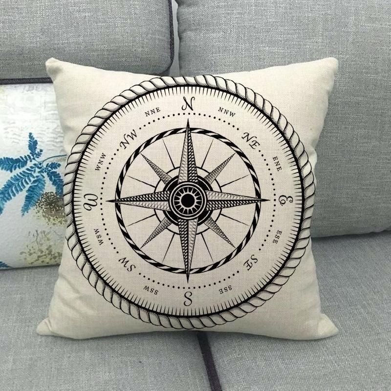Nautical Elements: Rudder And Compass Digital Printing Short Plush Pillow Covers For Car Sofa Office Cushion Cover Home Goods