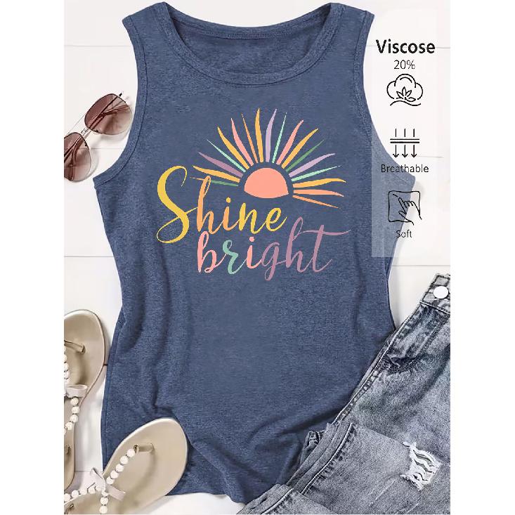 Elegant Vest for Women Shine Bright Sun print casual loose summer vest Fashionable and elegant tops for commuting, vacation, and everyday wear,