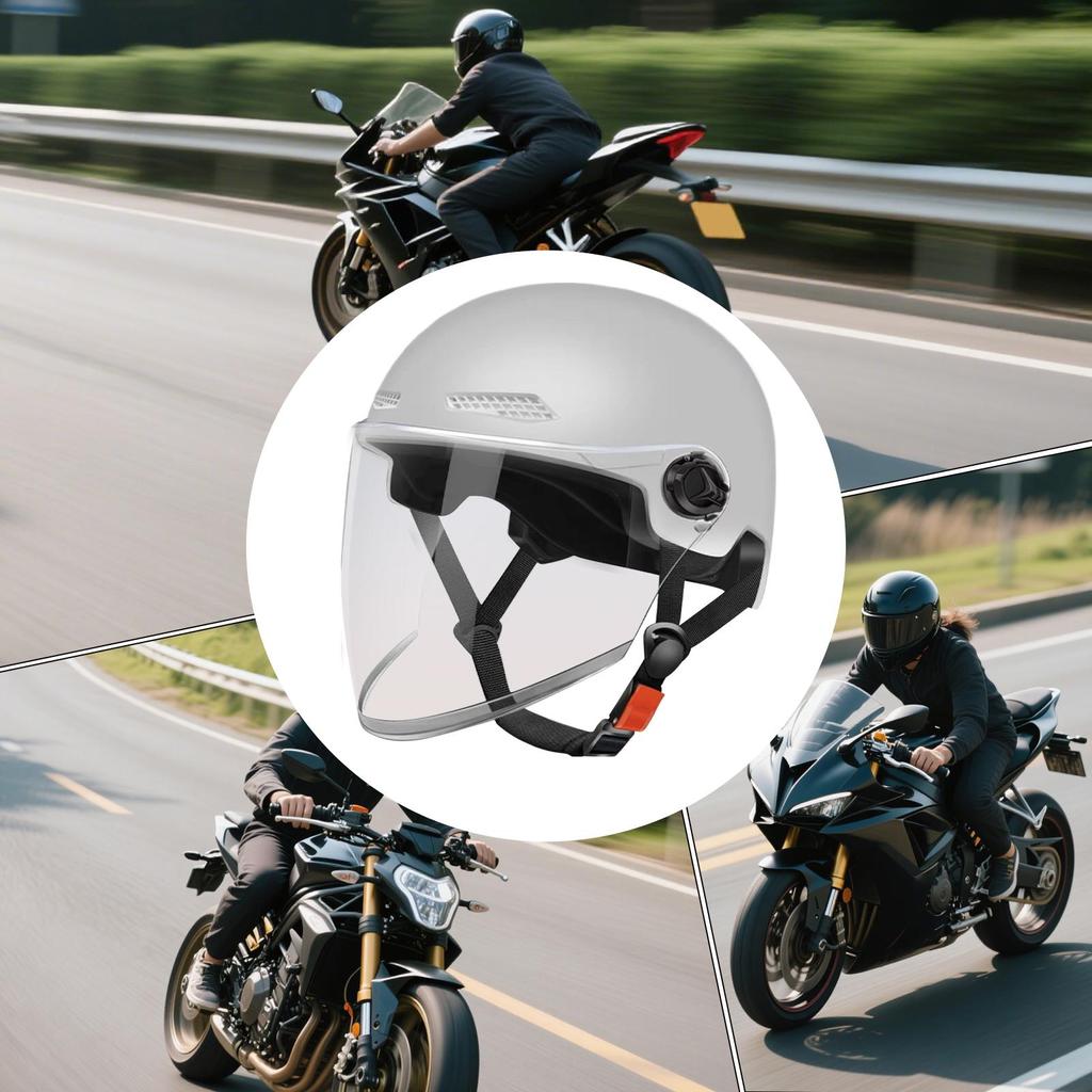 Шлем-половинка Маленький мотоциклетный шлем Открытый шлем Защита от солнца Ретро Быстросъемная шляпа Для женщин Молодежи Езды на мотоцикле Мотороллере