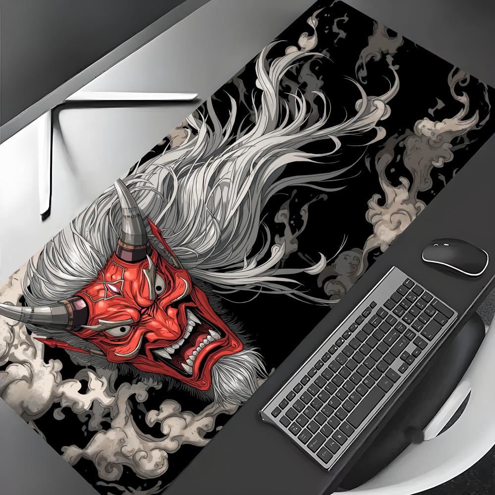 Whitehaired red demon mask Mouse Pad Gaming mats NonSlip Desk Mat mouse carpet with Stitched Edge HD printing Office mat