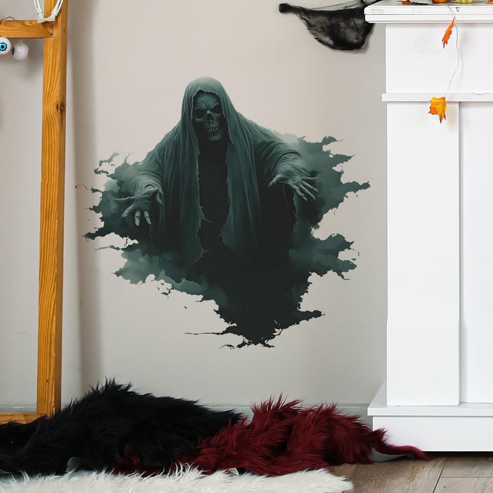 Halloween Atmosphere Decoration Scary Skull Head Bedroom Living Room Wall Stickers