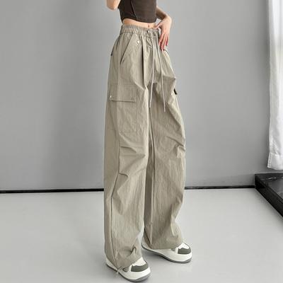 Рабочие брюки на шнурке для женщин, летние, тонкие, свободные, быстросохнущие брюки Design Sense, повседневные брюки из двух предметов
