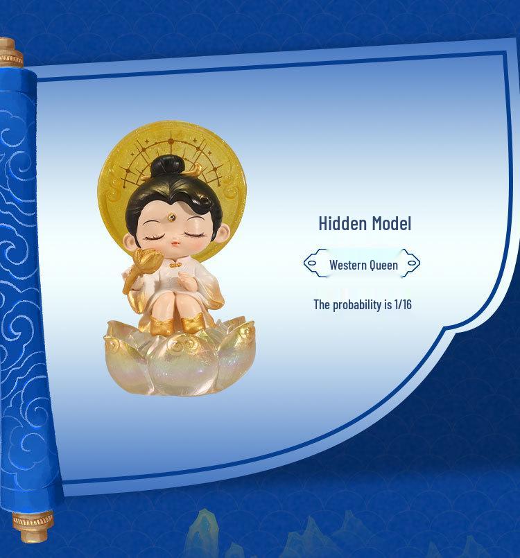 Ancient Style Creative Ornament: Mountains and Seas Design Desktop Decoration - Cute Girl Gift Blind Box