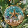 Christmas Pendant Starfish Shell Design Coastal Hanging Ornament with Lanyard Seasonal