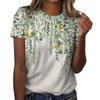Casual Floral 3D Printed Short Sleeved Round Neck T-shirt