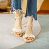 Soft-soled Sandals Women's Summer New Versatile Non-slip Temperament with Skirt One-word Belt Pearl Women's Shoes