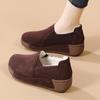 Женские мокасины на платформе Зимние теплые меховые кожаные туфли Женские туфли на толстой подошве Slip on для увеличения роста