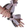Silver Glitter Bow Embellished Arm Sleeve For Nail Photography Elegant Chiffon Accessory With Elastic Fit