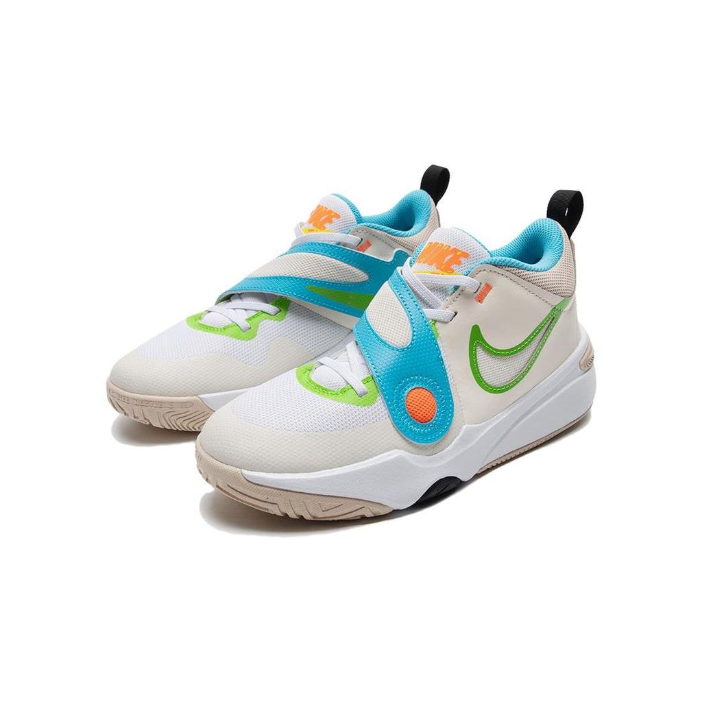 Nike Team Hustle D11 GS Pale Ivory Action Green Kids Sneakers Cream White Sanddrift FN8904-131