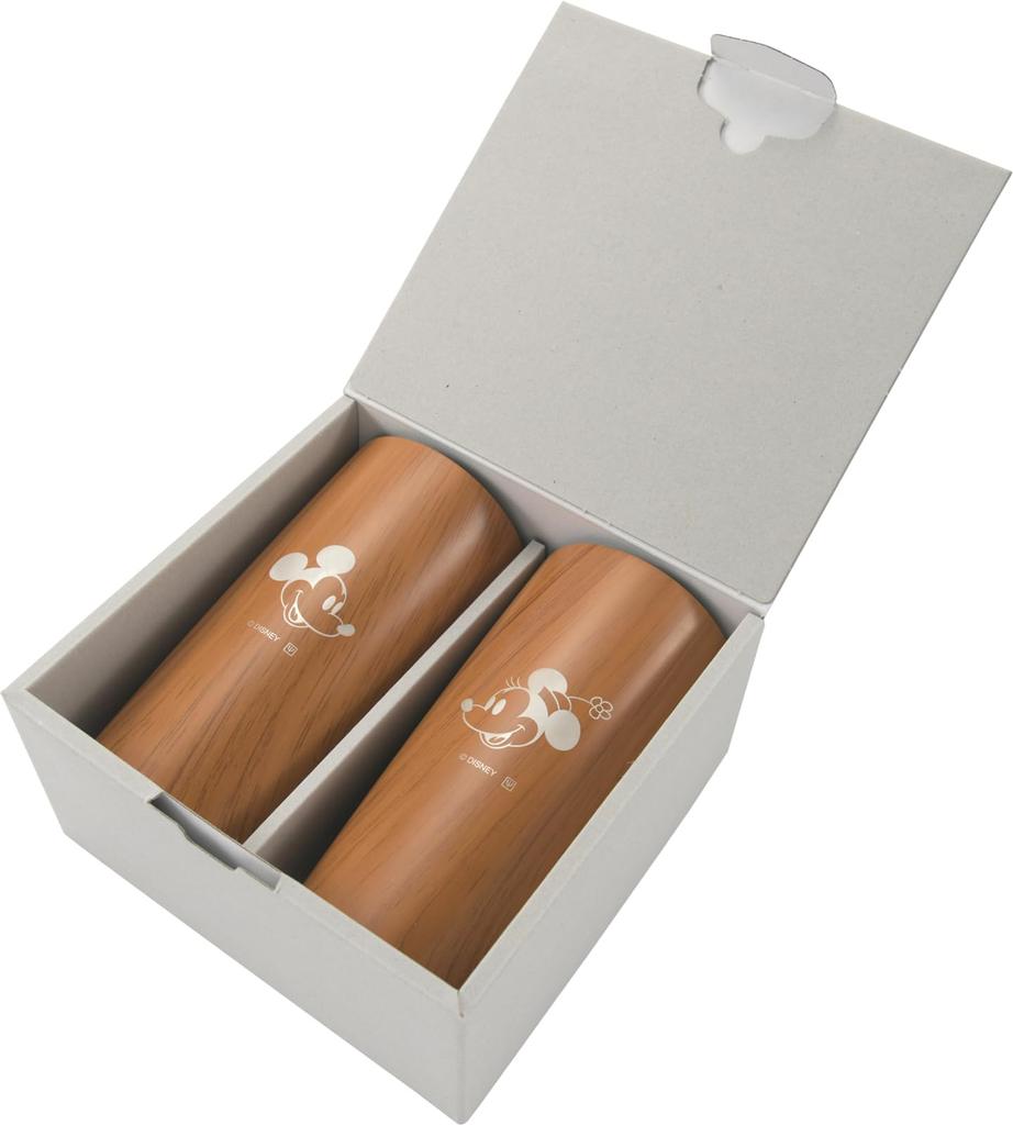 Yaxel Disney Wood Grain Vacuum Tumbler Set MB 440ml (Mickey & Minnie)