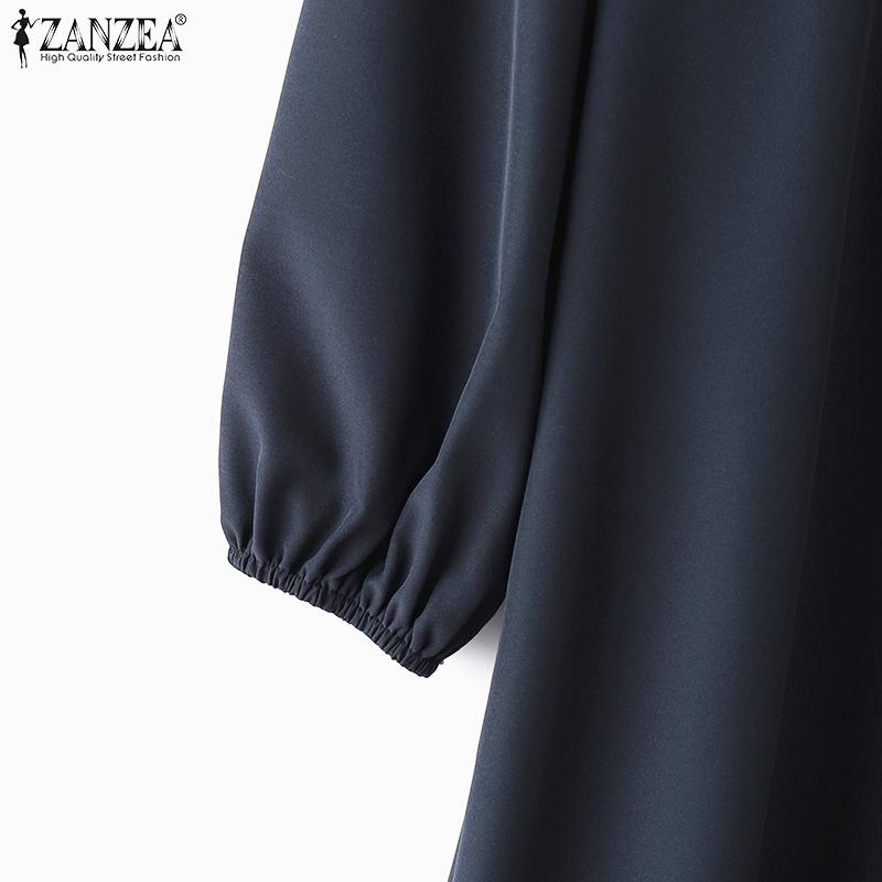 ZANZEA Женские повседневные свободные рубашки с отложным воротником и длинным рукавом