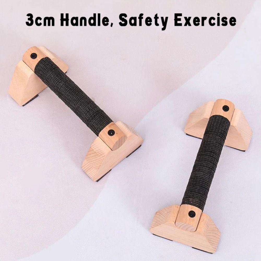 1 Pair Thickened Handle Push Up Bar Solid Wood Home Exercise Equipment Push-up Rack  Push-up