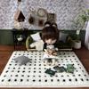 1:12/1:6 Миниатюрный ковер для кукольного домика, плюшевый черный клетчатый напольный коврик, мини-имитационный коврик, модель гостиной, спальни, домашнего декора
