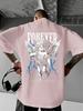 Forever Angel with Blue Lightning Graphic Print 100 Cotton Unisexs T Shirt for Summer Streetwear Edgy Divine Vibe
