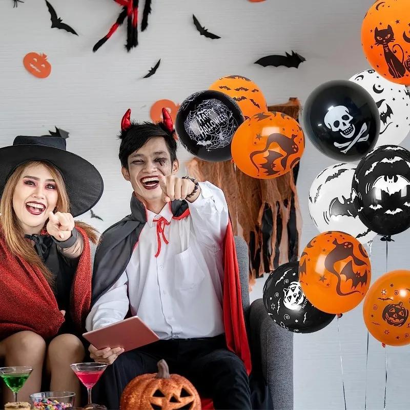 10-50 шт. шаров на Хэллоуин, большие латексные шары, черные, оранжевые, тыквенные, паучьи, надувные шары, игрушки, глобусы, декор для вечеринки на Хэллоуин