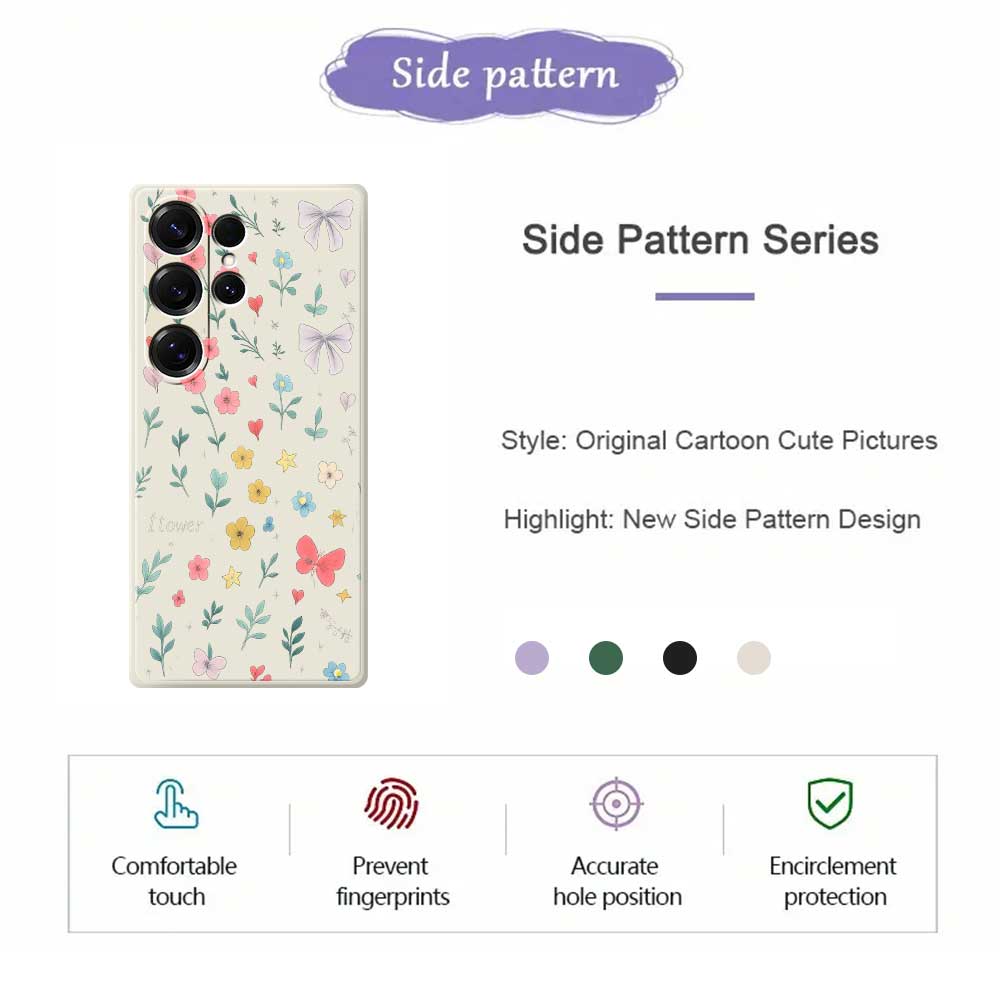 Чехол для Samsung Galaxy S25 Ultra с цветочным принтом и бантом, ТПУ задняя крышка для телефона с прямыми краями