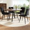 Round Dining Table (80×80×75cm), Coffee Table for 4, Suitable for Dining Room, Living Room, Metal Table Legs, Walnut-colored Desk and Black Legs