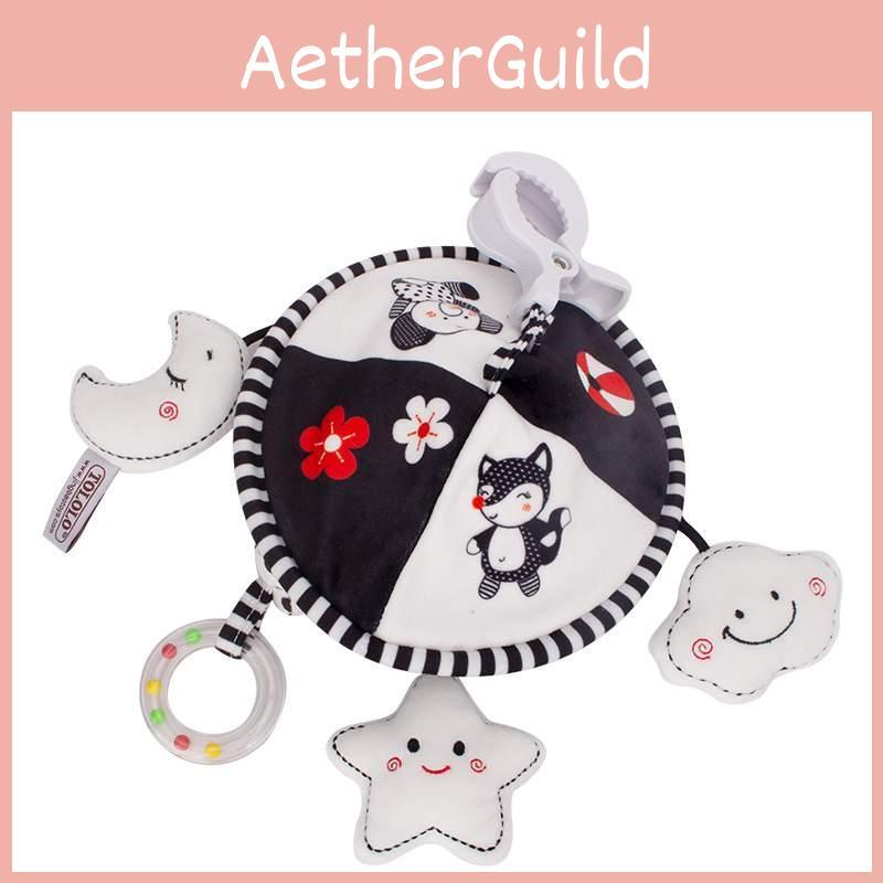 Детская черно-белая погремушка-колокольчик, подвеска-музыка ветра, подвеска на детскую кроватку, вращающийся мобиль