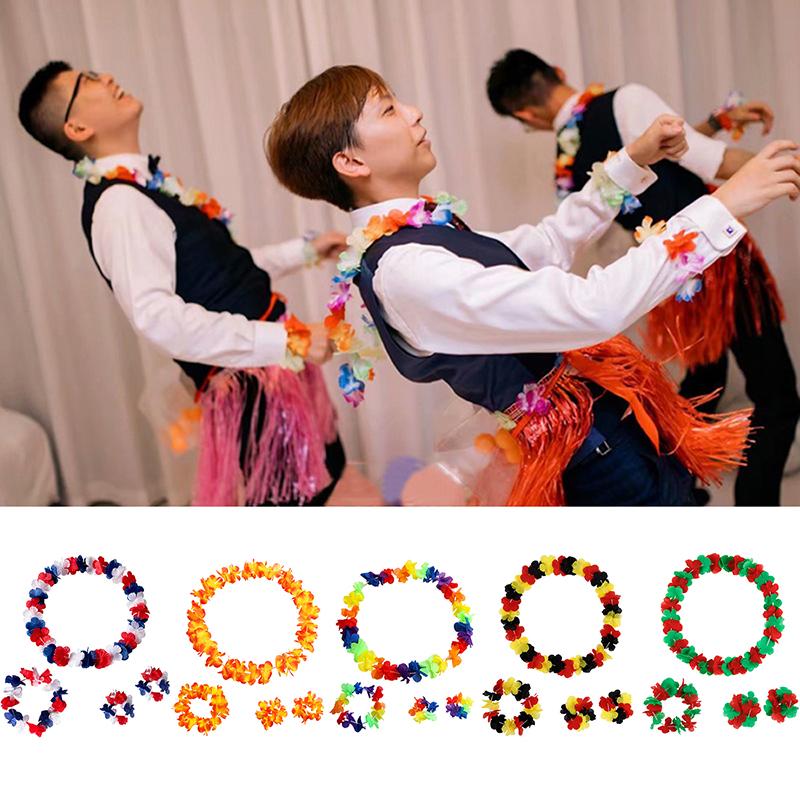 4 шт./набор Гавайские искусственные цветы Леи Ожерелье Гирлянда Повязка на голову Свадьба День рождения Пляж Тропическая вечеринка Украшение